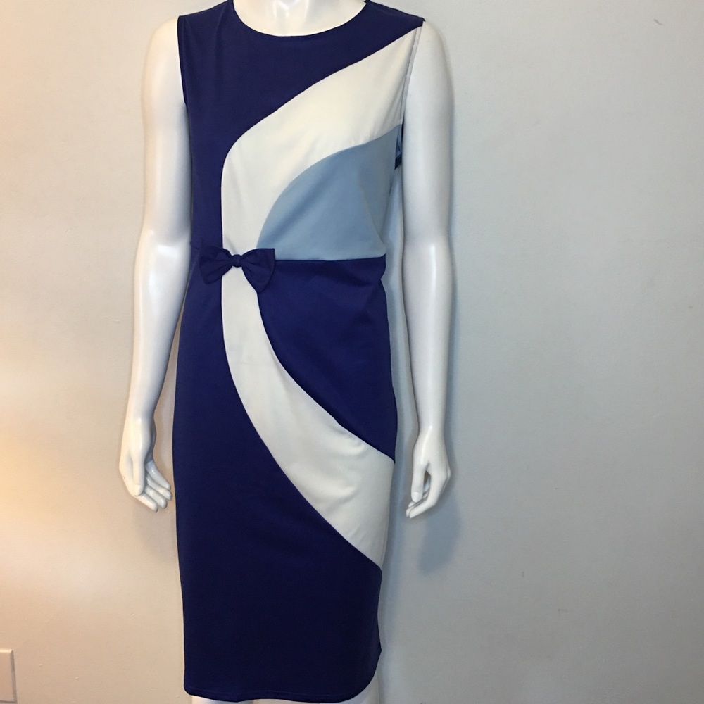 0130 Size 16 Royal Blue Color Blocked Dress